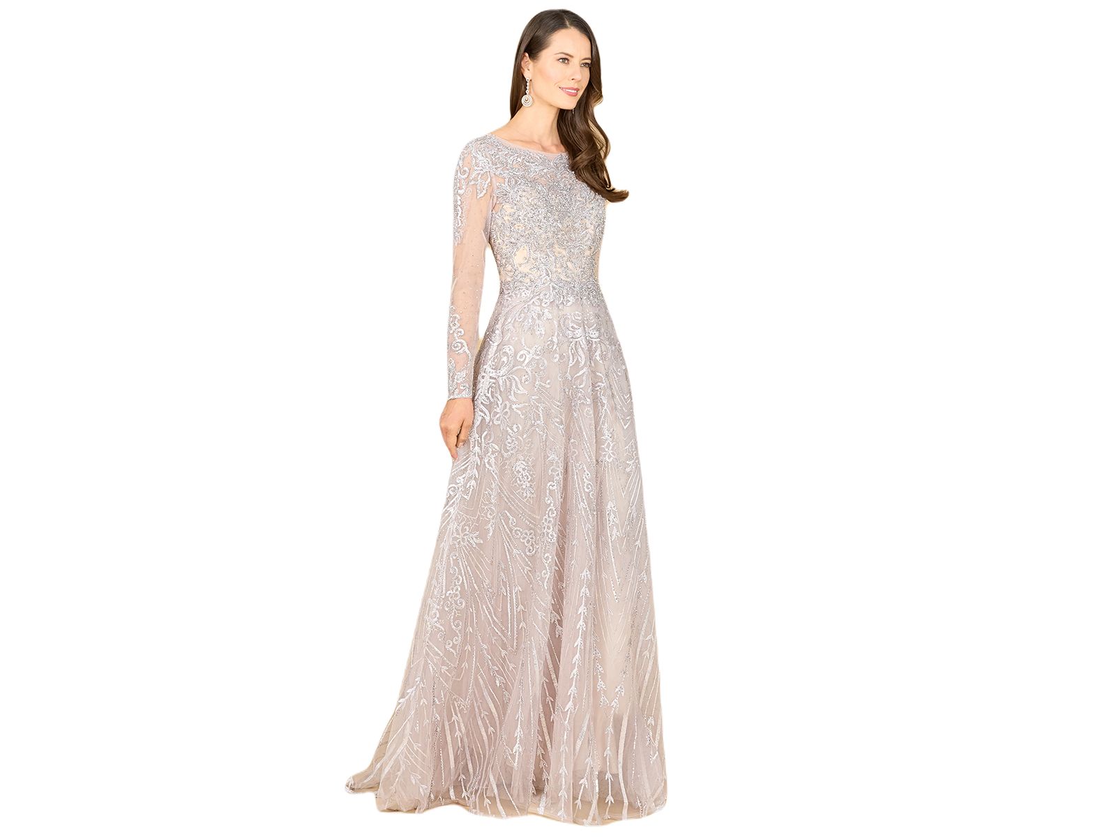 Lara Women's Long Sleeve High Neck Gown