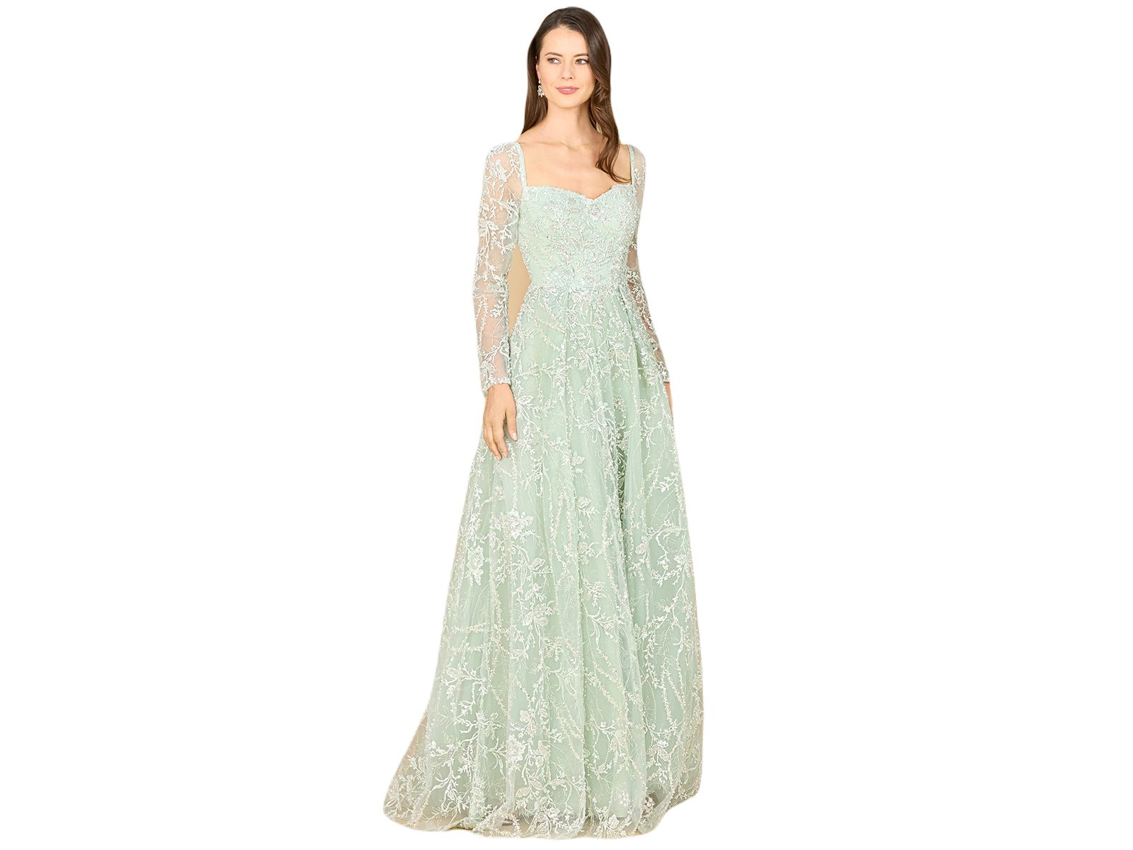 Lara Women's Long Sleeve Beaded Lace Gown