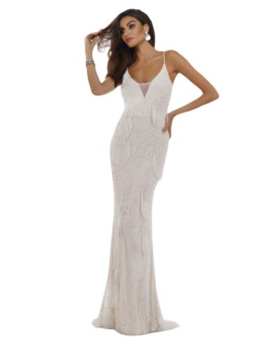 Lara Women's Danika Floral Beaded Sheath Beaded Dress with Beaded Fringe