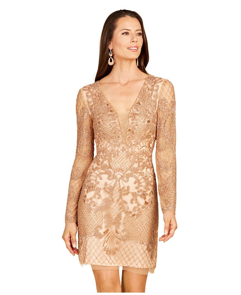 Women's Lara - Long Sleeve Beaded Cocktail Dress