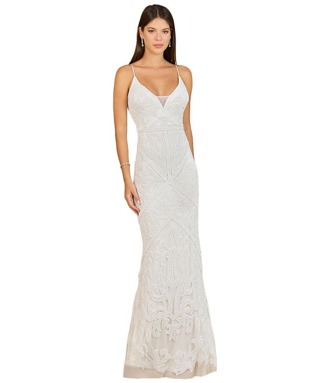Женское облегающее платье Lara Beaded Spaghetti Strap Gown
