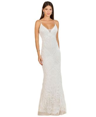 Женское облегающее платье Lara Beaded Spaghetti Strap Gown