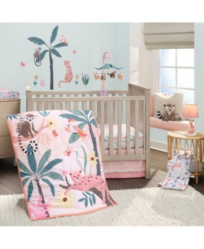 Lambs & Ivy Lambs and Ivy Enchanted Safari Leopard/Lemur Jungle 3-Piece Baby Crib Bedding Set