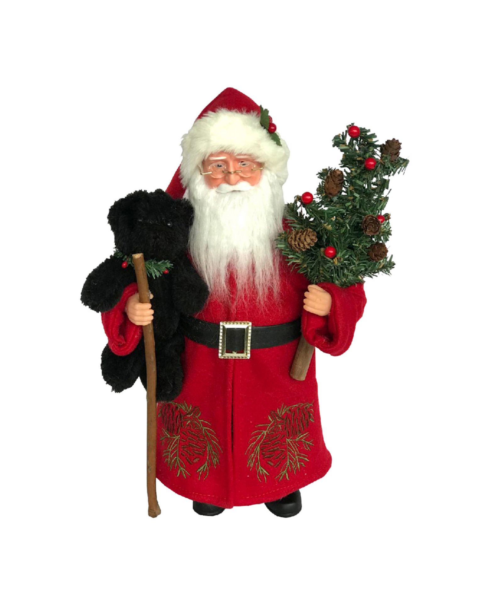 Фигурка Санты и черного медведя Santa's Workshop 15"