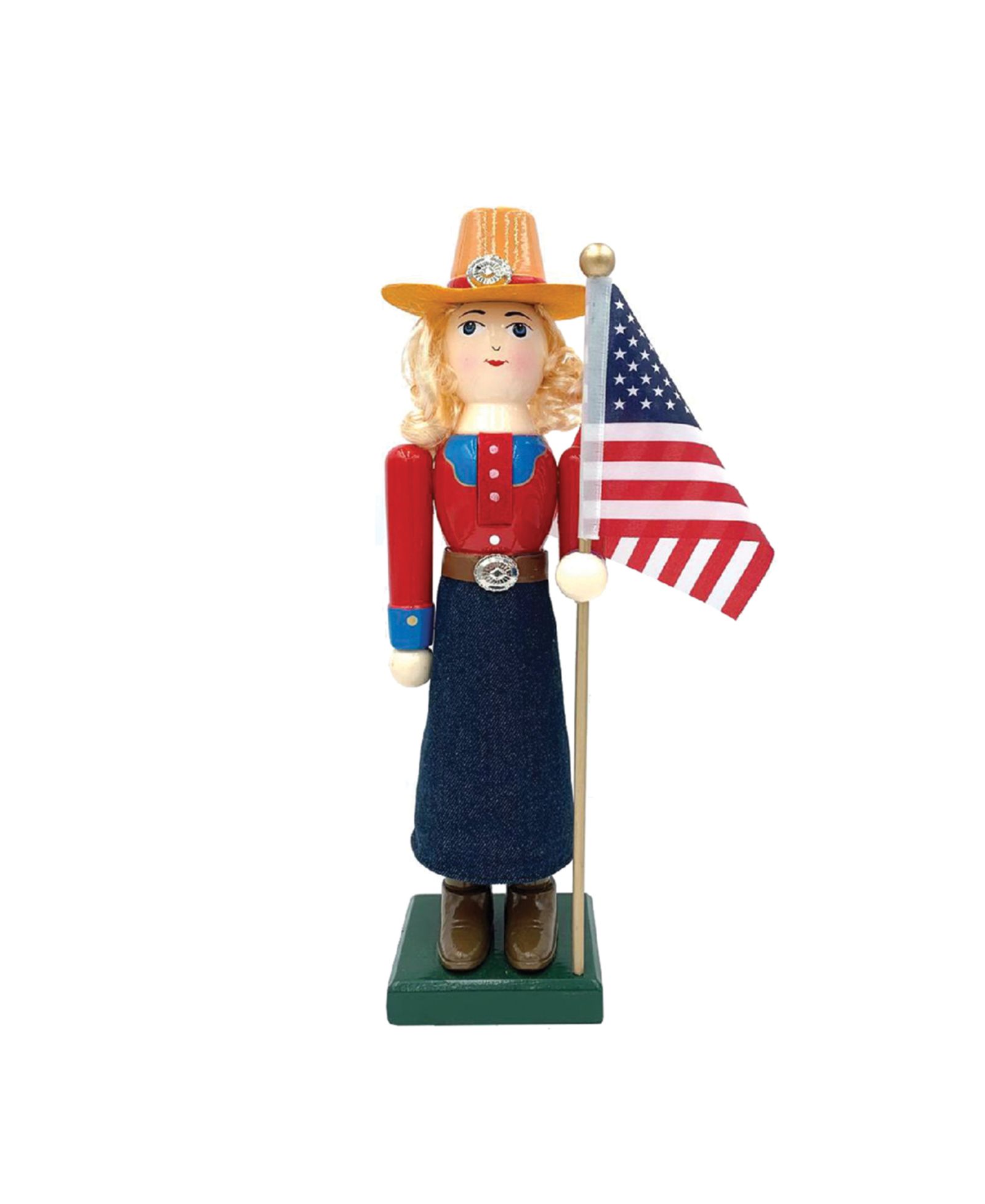 Santa's Workshop фигурка Nutcracker Cowgirl и Flag 14"