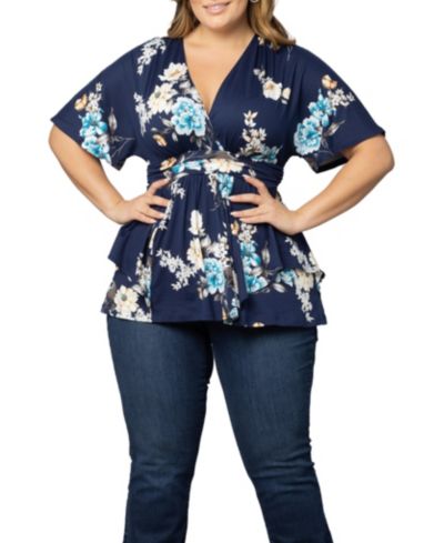 Kiyonna Топ с коротким рукавом и принтом Plus Size Encore