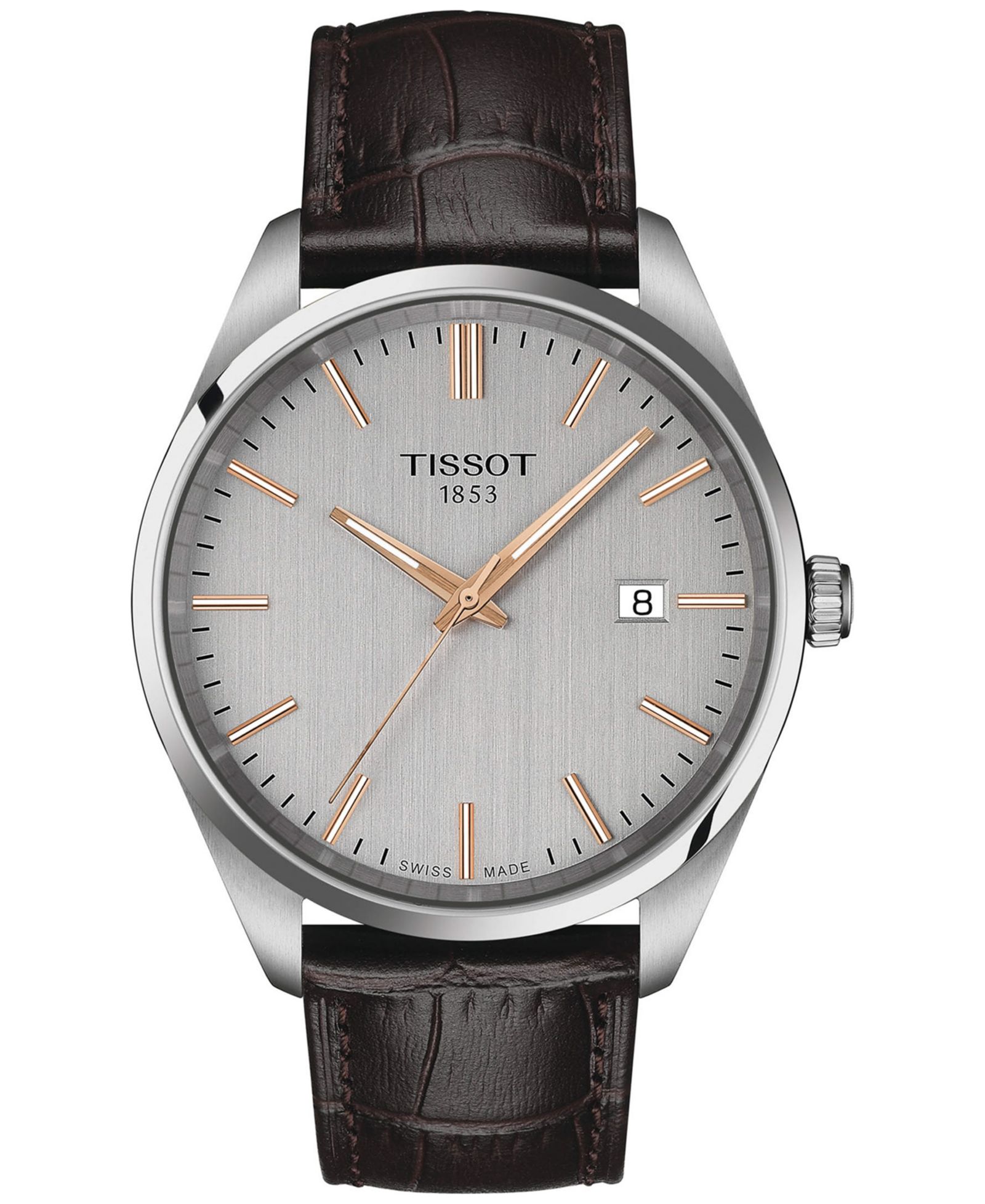 Tissot Men's Swiss PR 100 Brown Leather Strap Watch 40mm