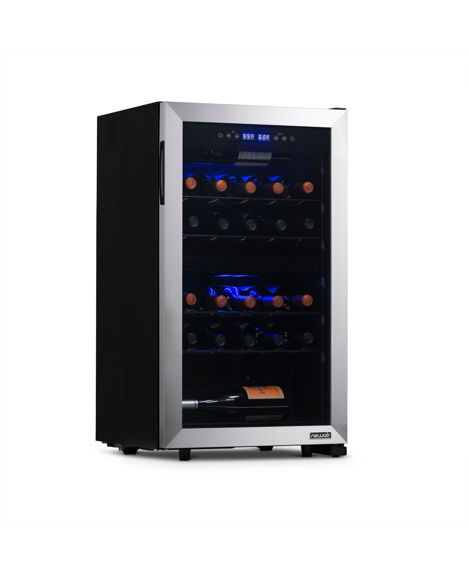 Newair 28-Bottle 18.9" Stainless Steel Freestanding Dual Zone Wine Fridge