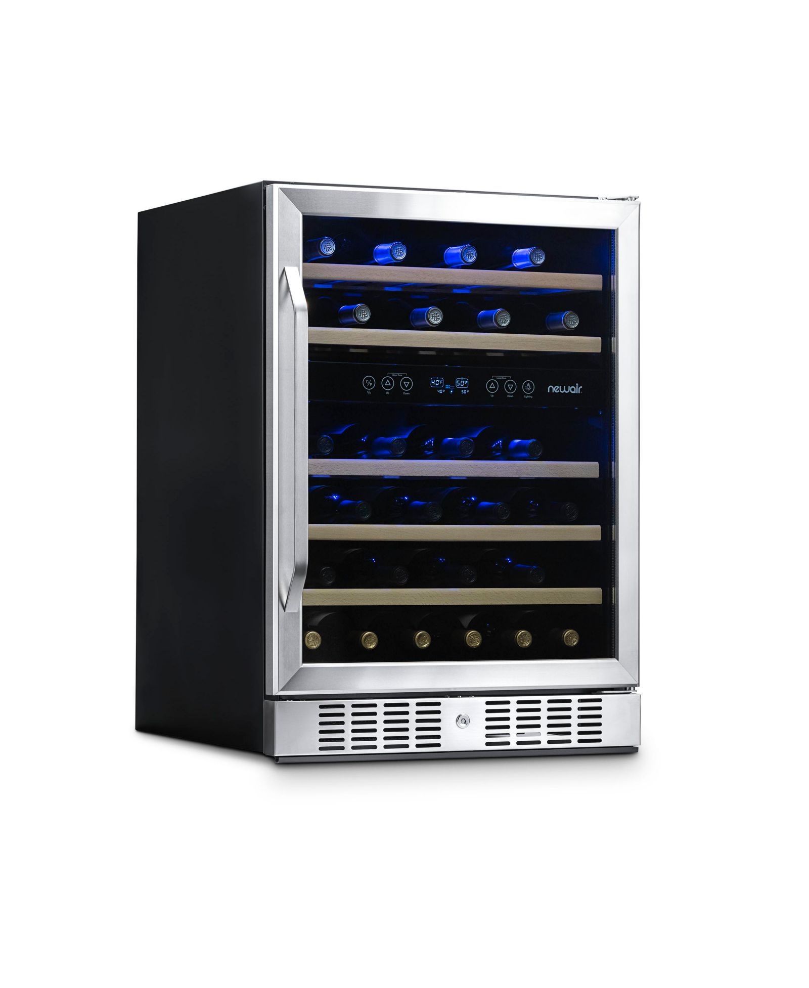 Newair Premium 46-Bottle Built-In Dual Zone Wine Fridge in Stainless Steel - 23.5"