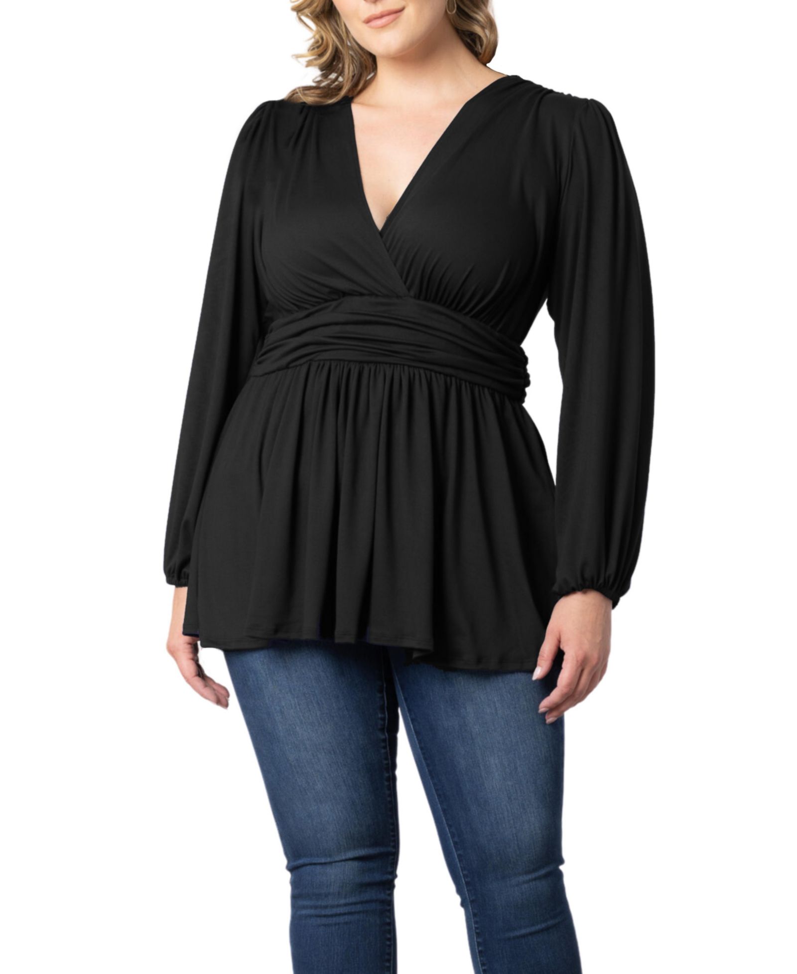 Kiyonna Plus Size Leah Long Sleeve Tunic Top