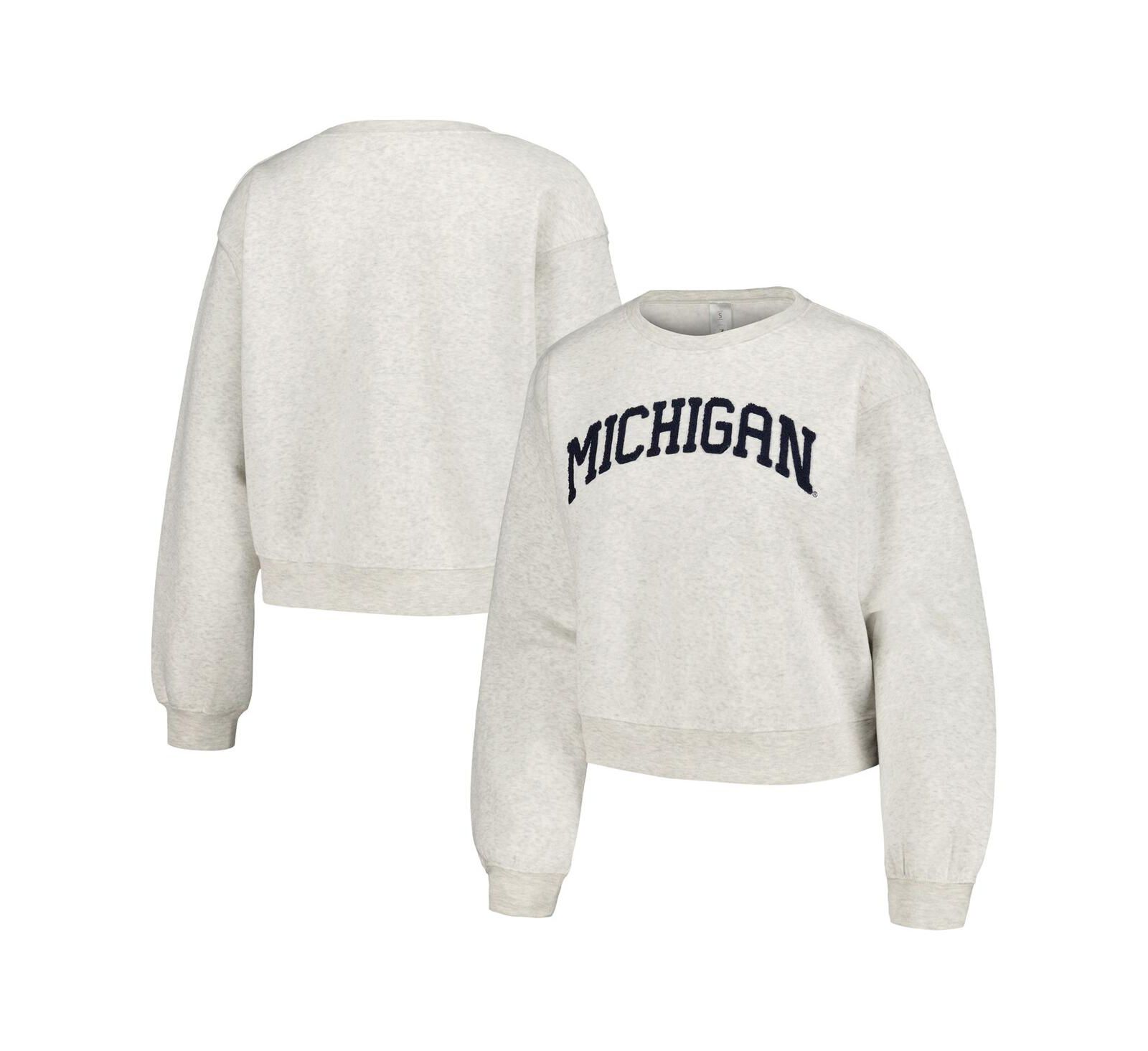 Женский укороченный свитшот ZooZatz Oatmeal Michigan Wolverines Core Chenille