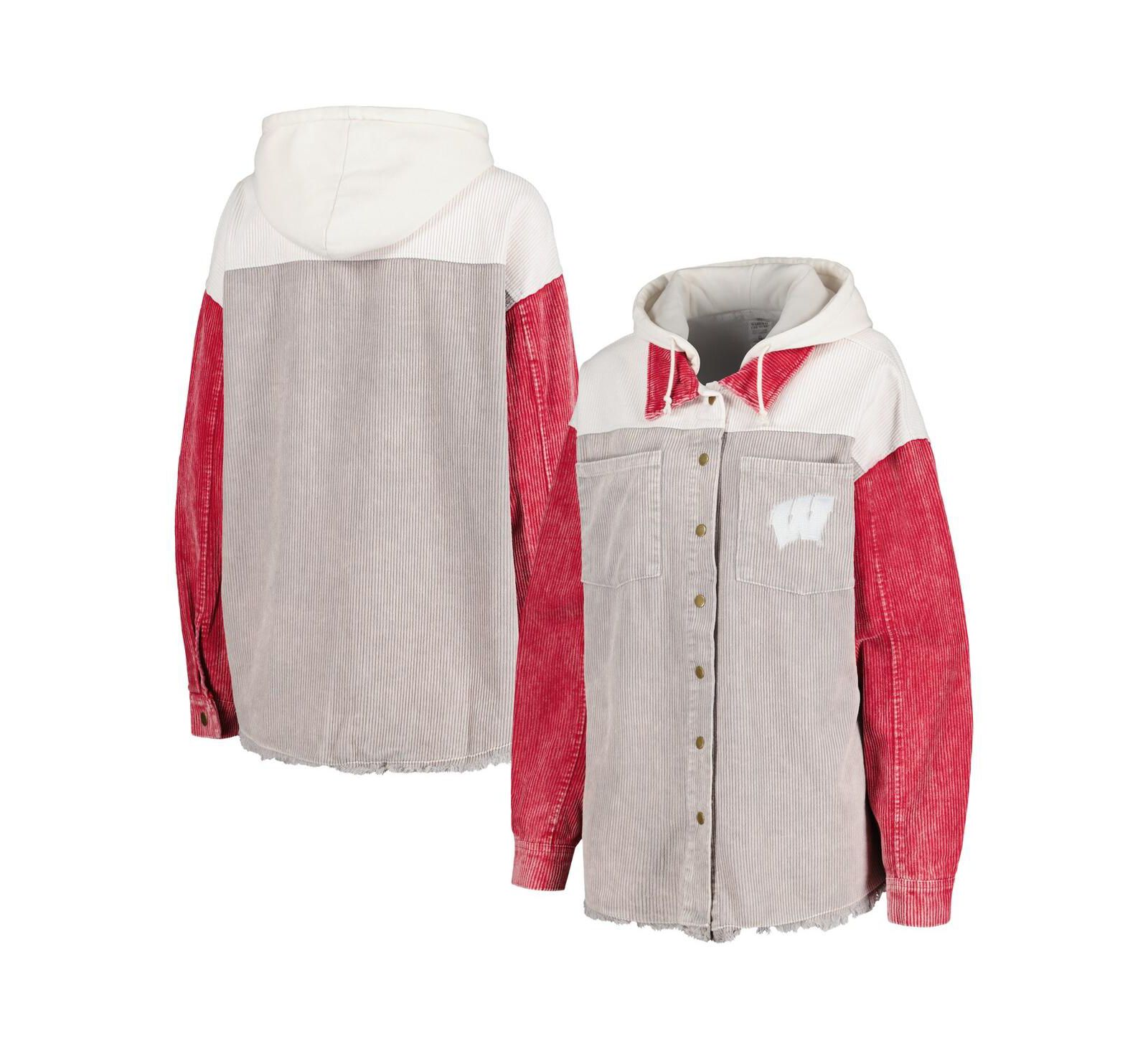Женская куртка-рубашка Gameday Couture Wisconsin Badgers из вельвета, серая
