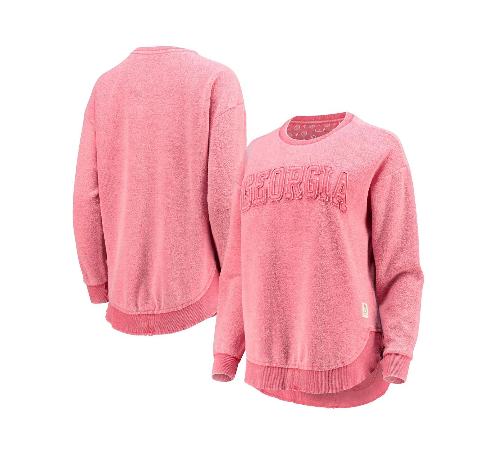 Women's Pressbox Red Distressed Georgia Bulldogs Ponchoville Pullover Sweatshirt