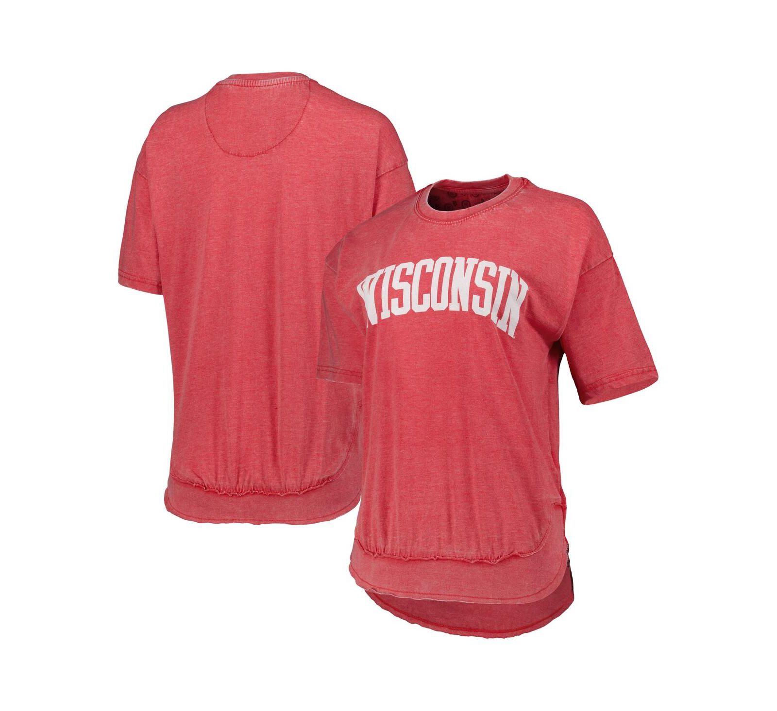 Женская футболка Pressbox Heathered Red Distressed Wisconsin Badgers Arch Poncho