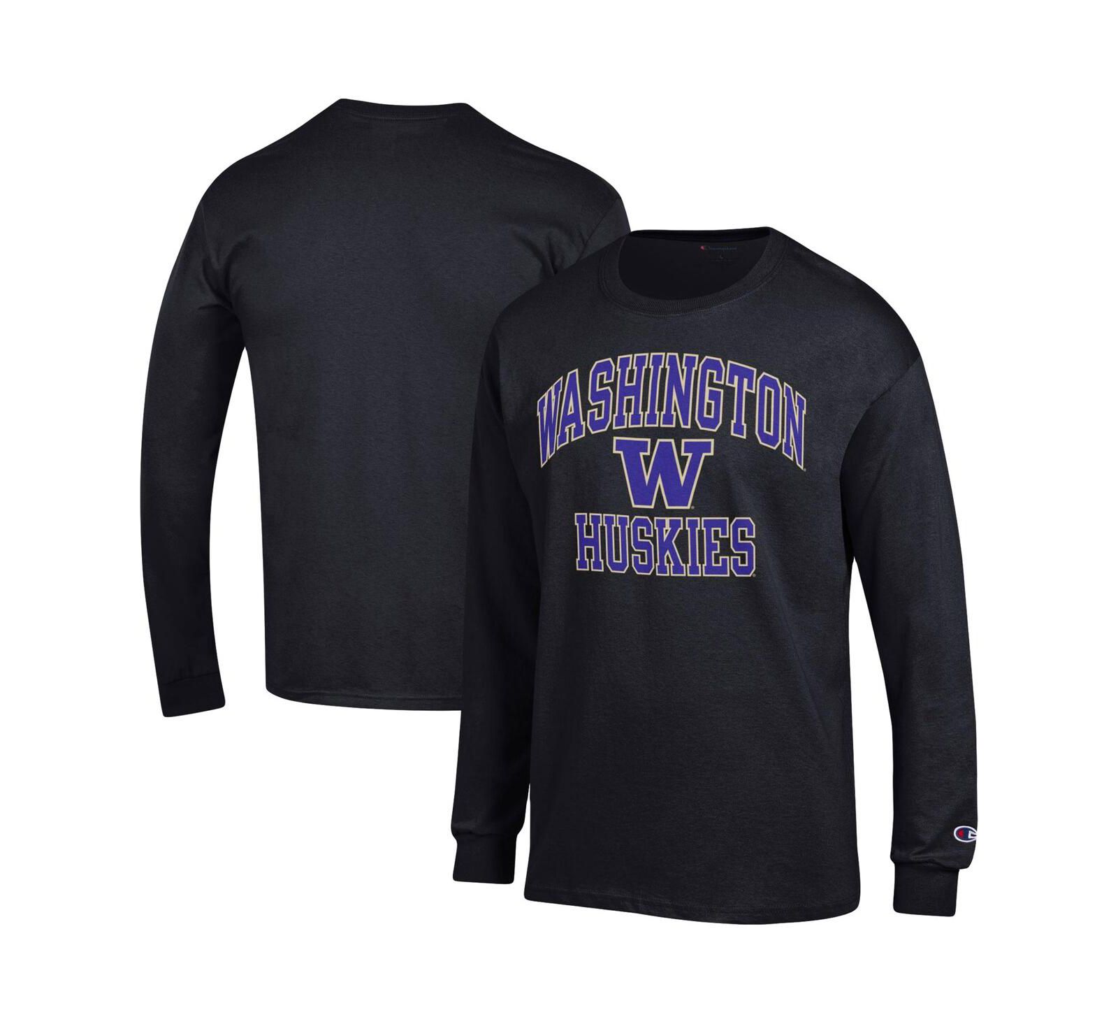 Мужская футболка Champion Black Washington Huskies High Motor Long Sleeve