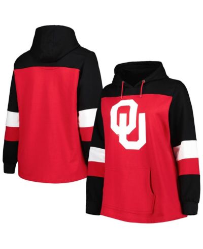 Женское худи Plus Size Crimson Oklahoma Sooners Color-Block Pullover Hoodie