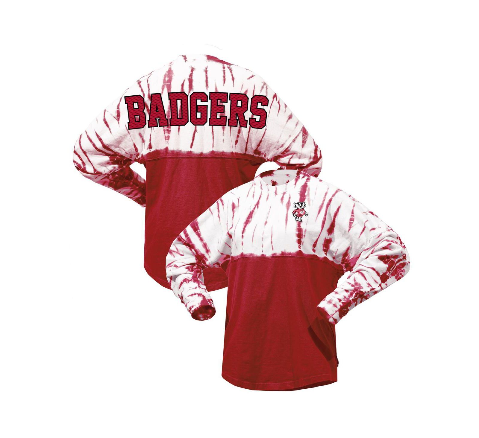 Женская футболка Spirit Jersey Wisconsin Badgers Tie-Dye с длинным рукавом, красная