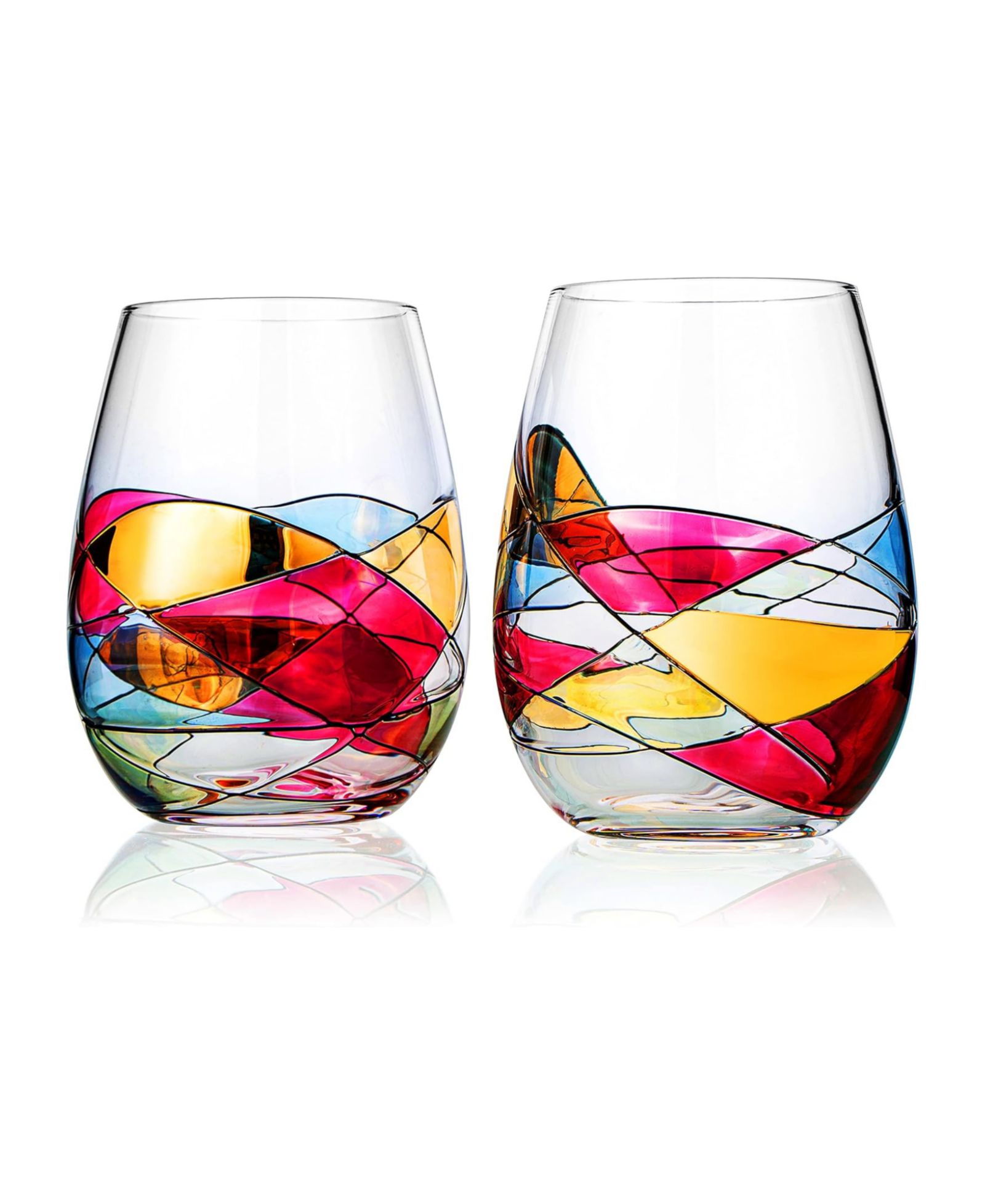 Бокалы The Wine Savant Artisanal Hand Painted Stemless, Set of 2