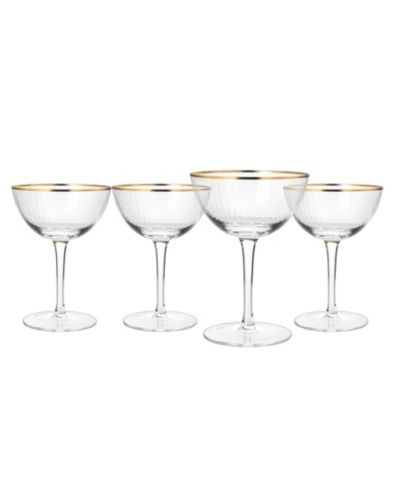 The Wine Savant Gold Rim Coupe Glasses, Set of 4