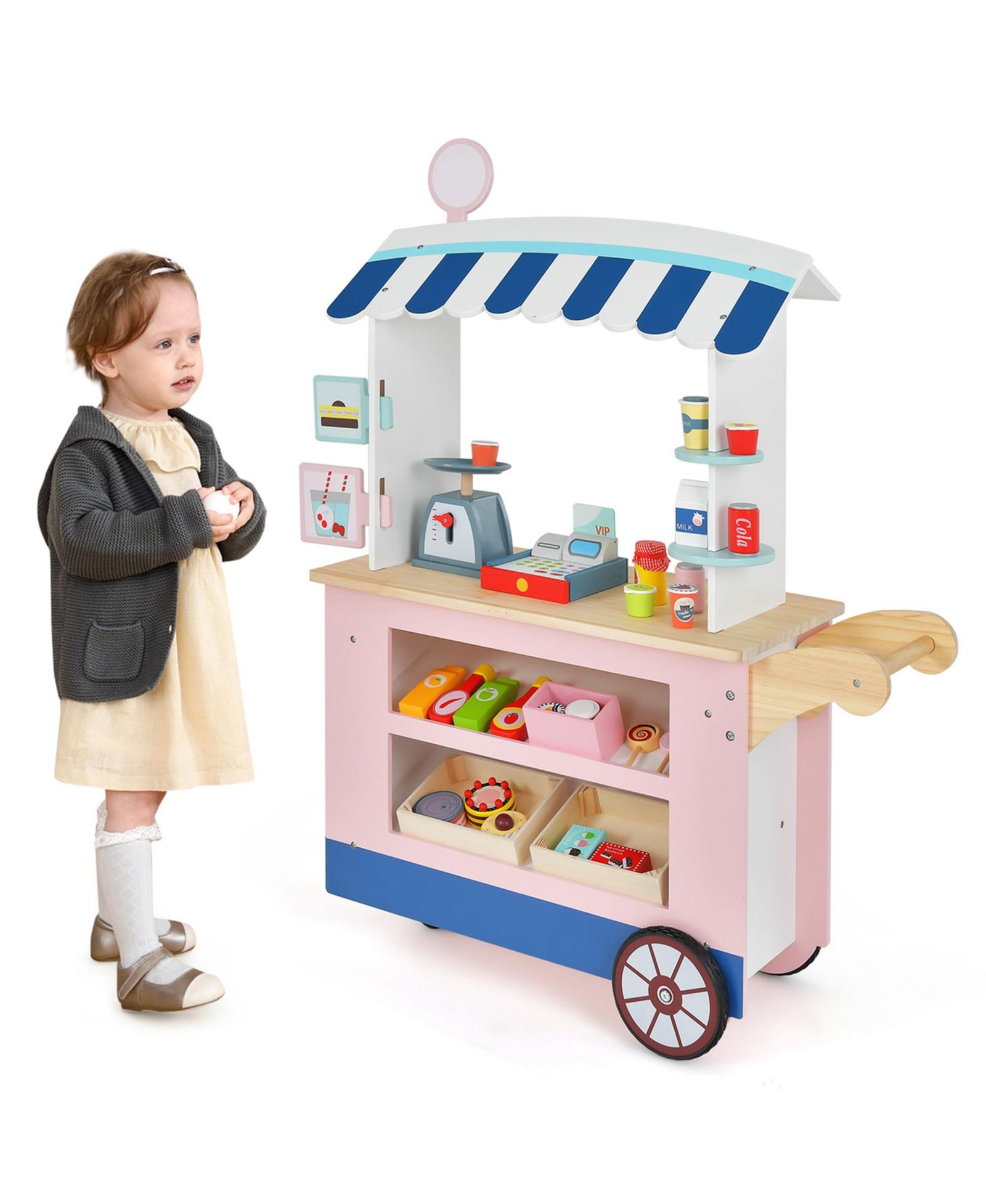 Costway Food Cart 30-Piece Play Set, Ages 3+
