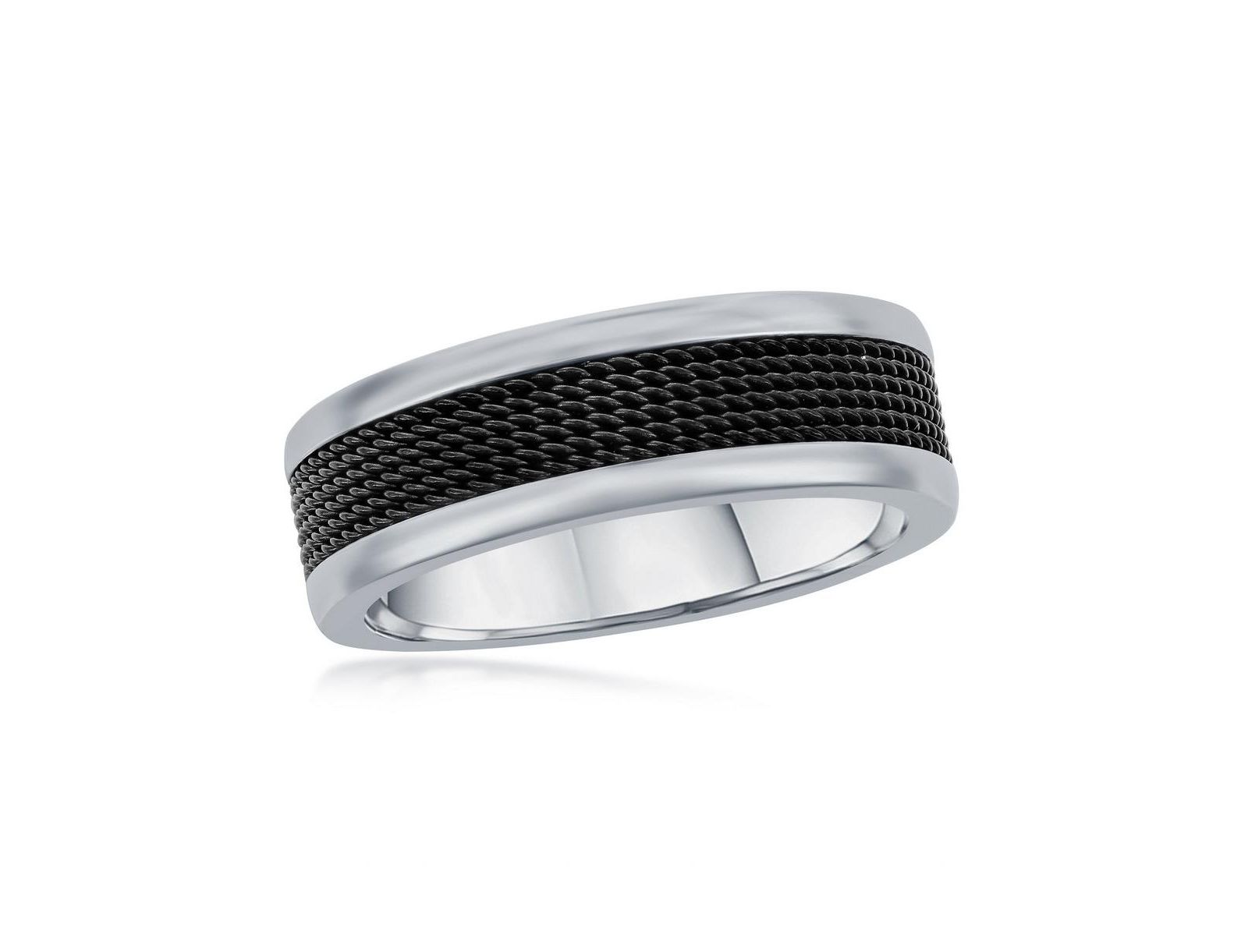 Кольцо Metallo Stainless Steel Black Mesh Inlay