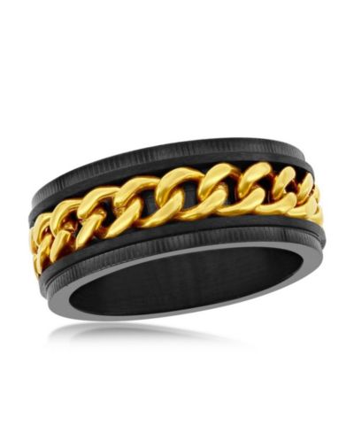 Кольцо из нержавеющей стали Gold Curb Link, черное напыление