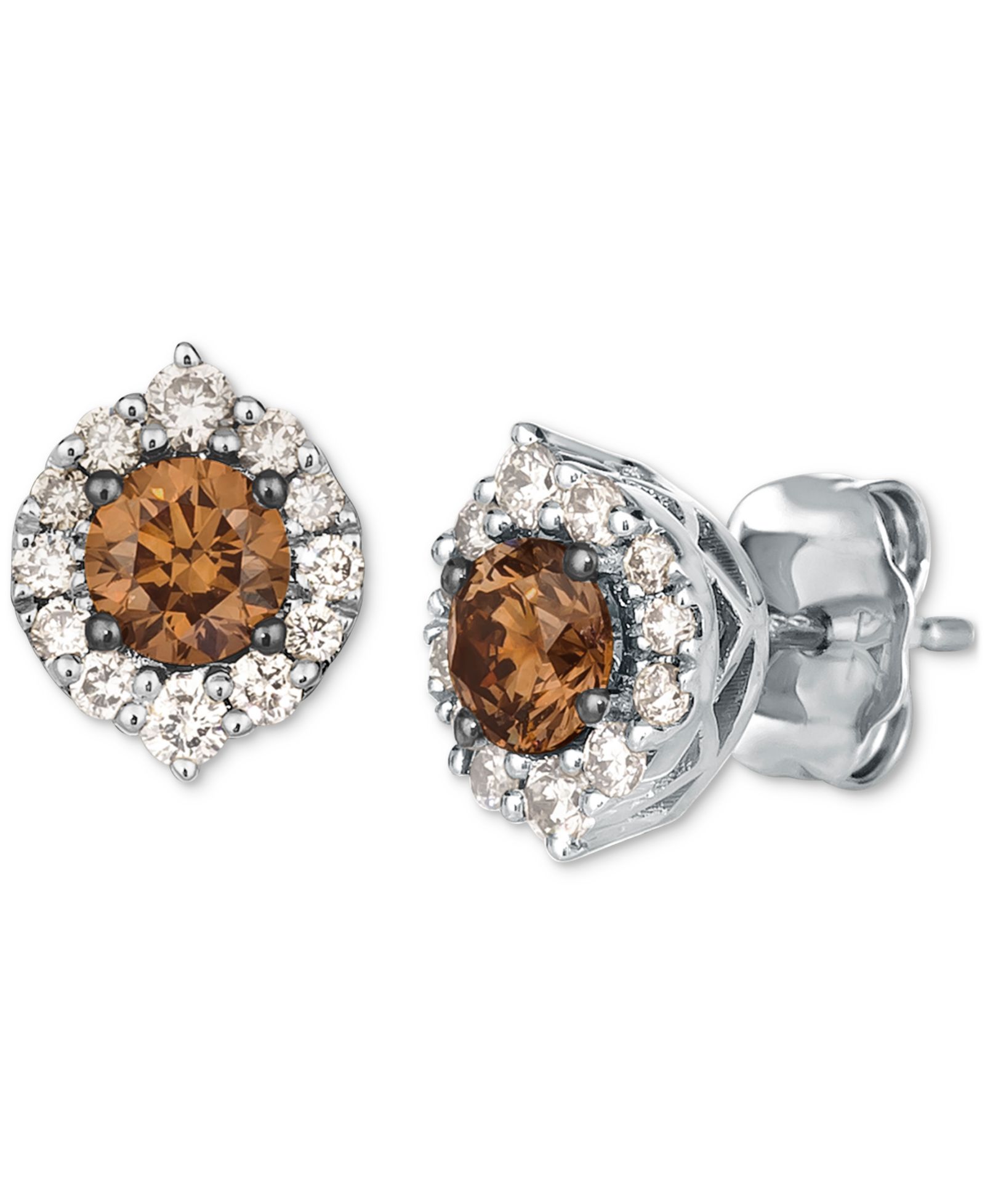 Серьги-гвоздики Le Vian Chocolate Diamond & Nude Diamond Halo в 14k Gold