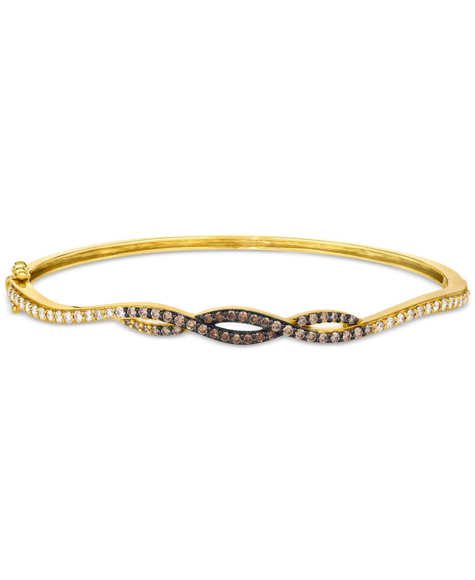 Le Vian Ombré® Chocolate Ombré Diamond Crossover Bangle Bracelet (1 ct. t.w.) in 14k Gold