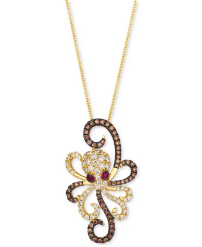 Le Vian ожерелье-подвеска с бриллиантами и рубином