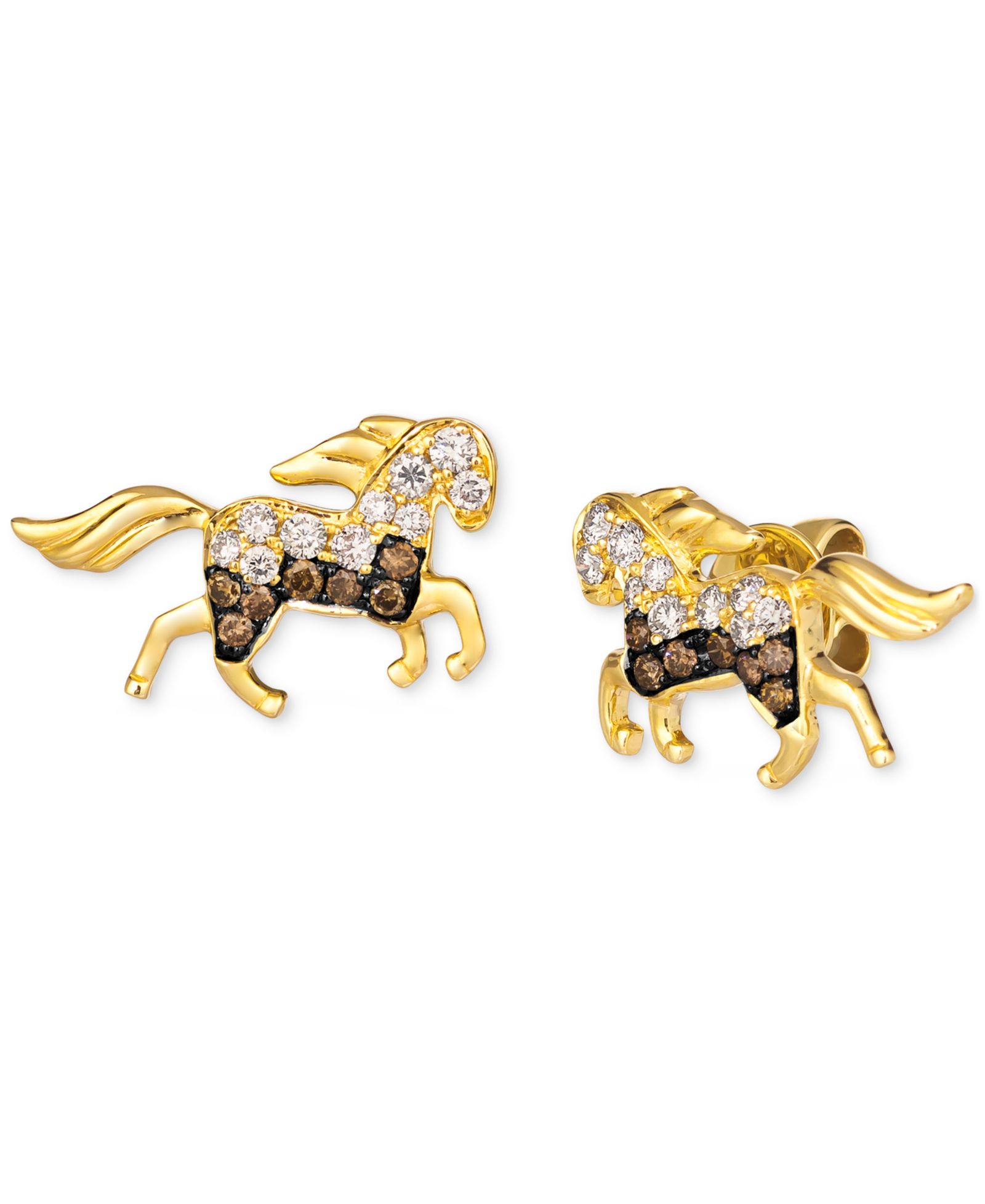 Серьги-гвоздики Le Vian Chocolate Diamond & Nude Diamond в золоте 14k