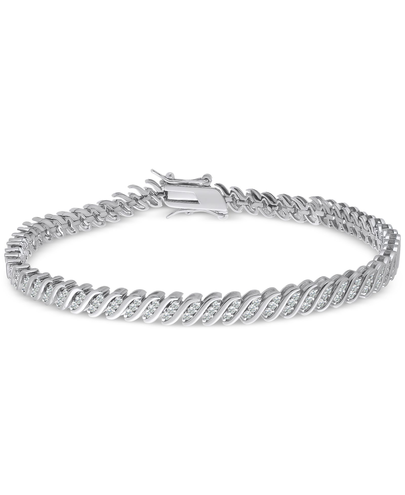Браслет Diamond Triple Row "S" Link в серебре или позолоченном серебре 14k