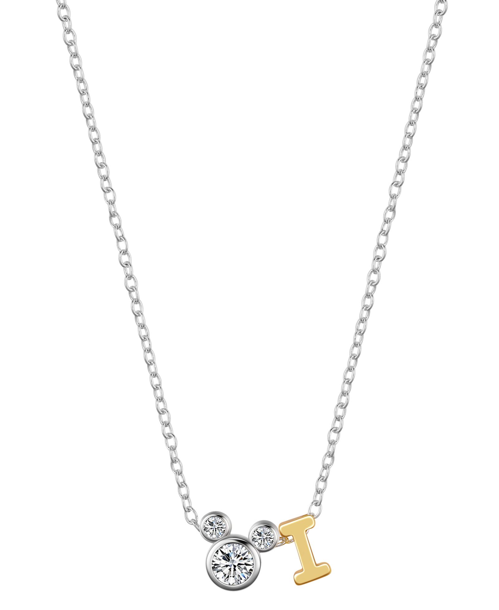 Unwritten Disney Cubic Zirconia Mickey Mouse Initial Pendant Necklace