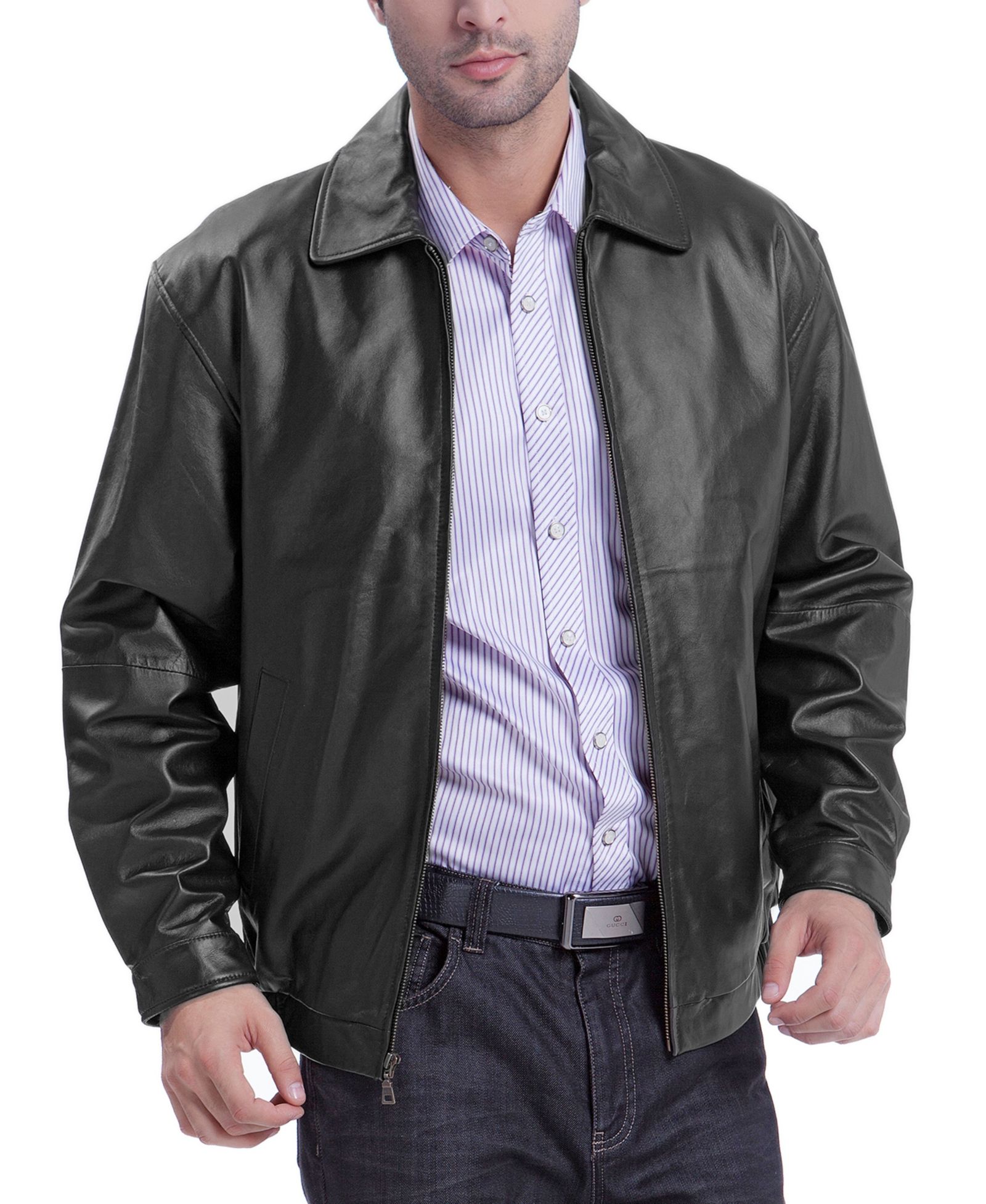 BGSD Men's Men Derrick Leather Bomber Jacket