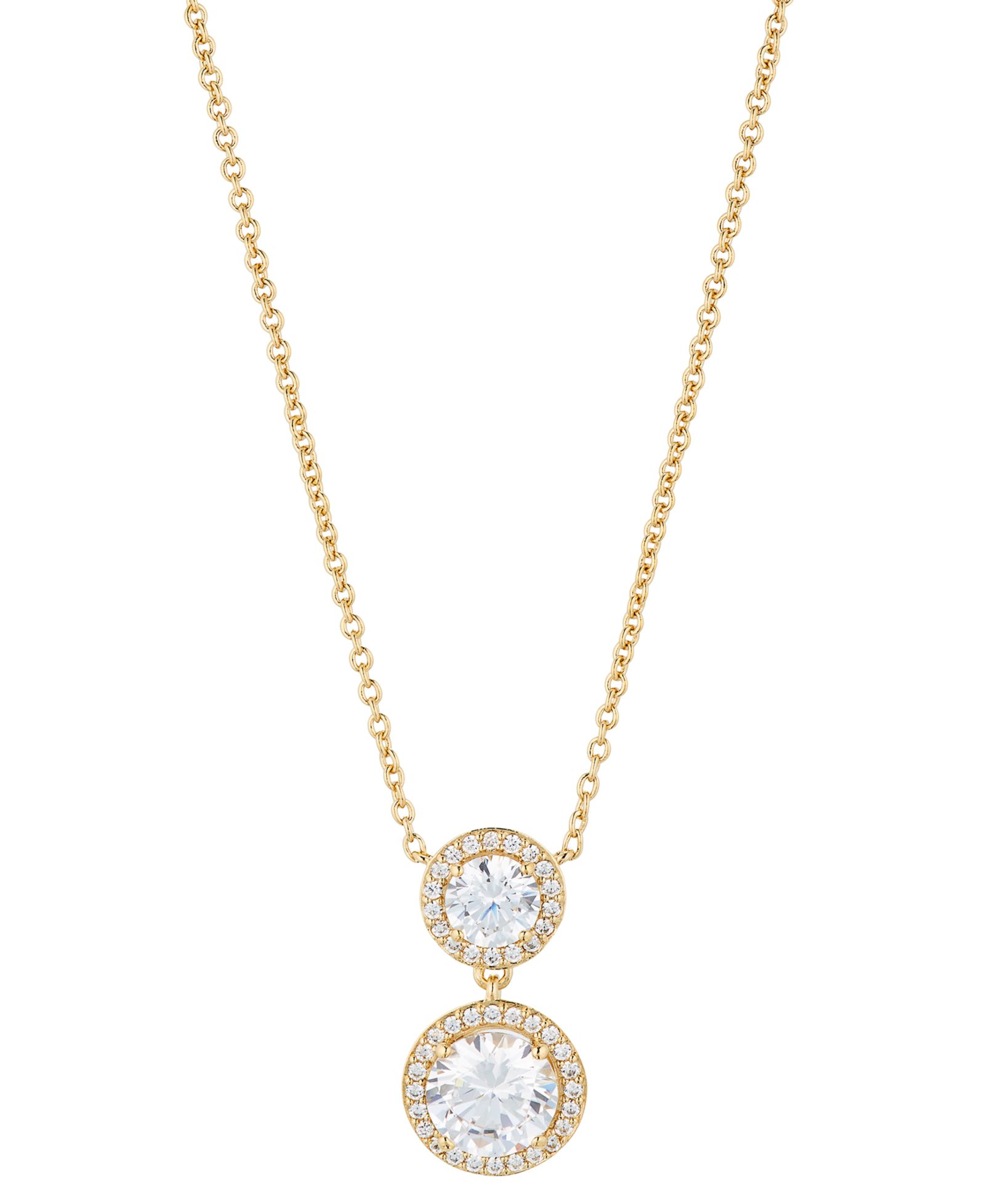 Ожерелье Eliot Danori Gold-Tone Cubic Zirconia Round Halo, 16" + 2" extender