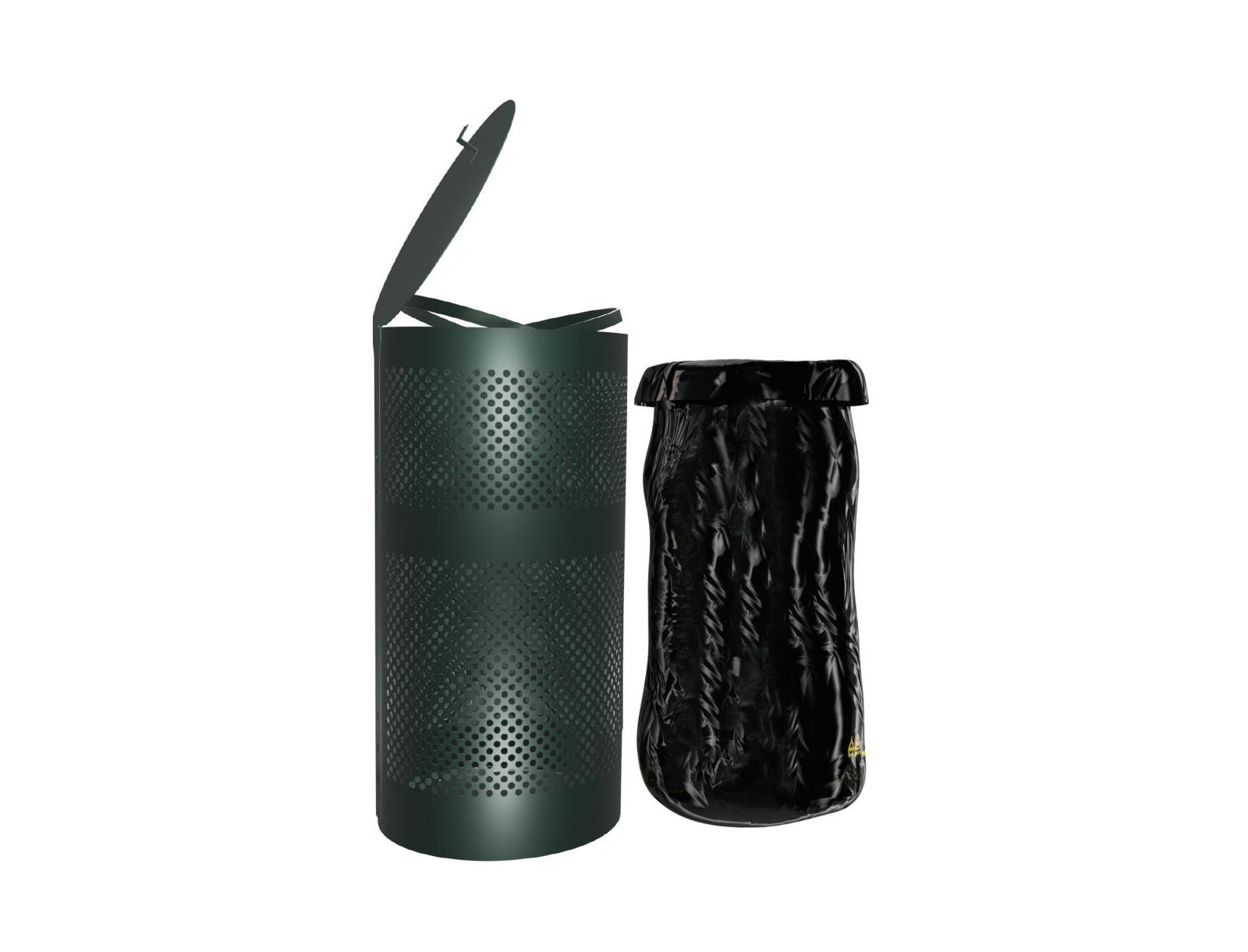 EMMA+OLIVER Kirk 11.5 Gallon Stainless Steel Outdoor Trash Can With Lid, Freestanding Or Mountable Design, 20 Trash Bags Included
