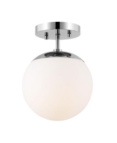 Marcel 1-Light Bohemian Farmhouse Iron/Frosted Glass LED Semi Flush Mount
