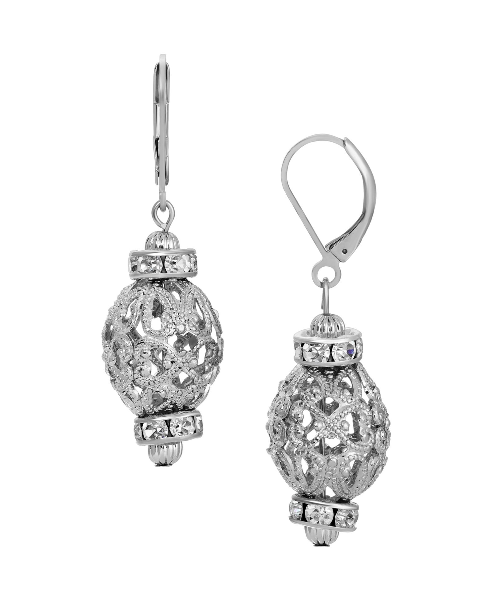 2028 Crystal Filigree Bead Drop Earrings