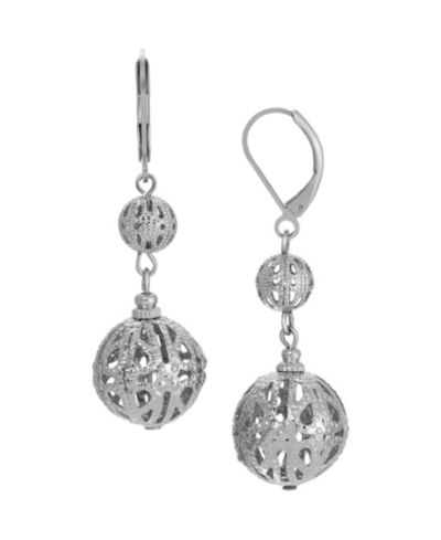 2028 Серьги с подвесками из серебристого металла Filigree Bead