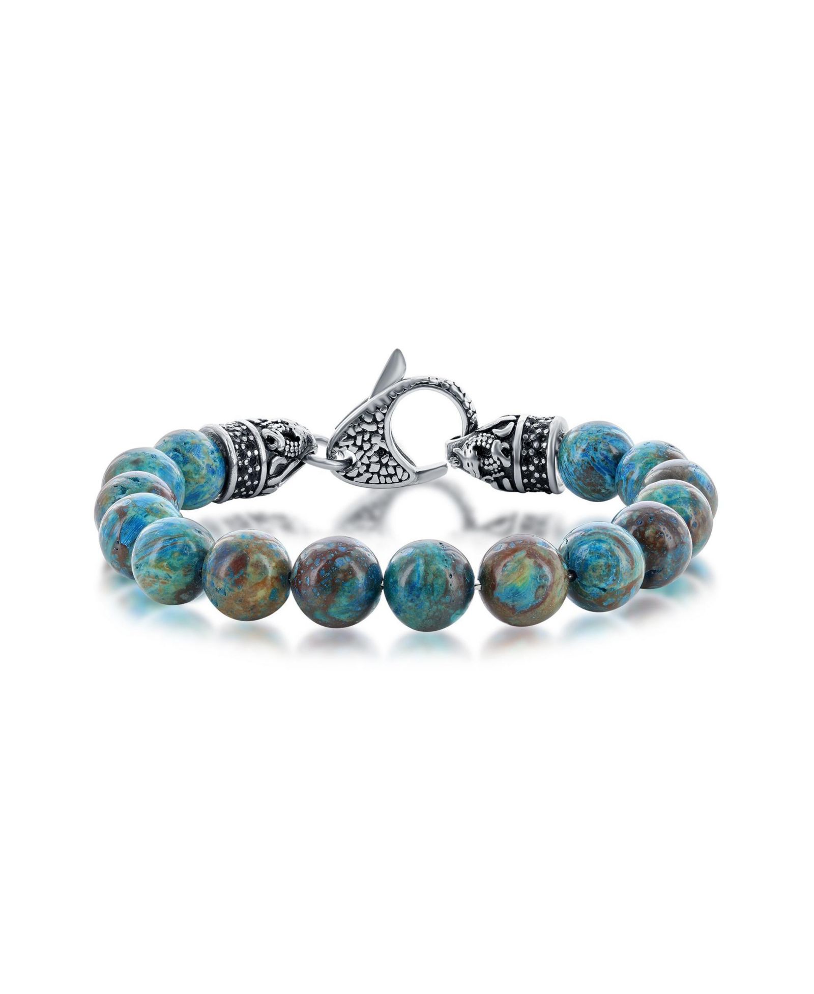 Metallo Stainless Steel 10mm Genuine Stone With CZ Bracelet