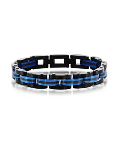 Stainless Steel Two-Toned Striped Link Bracelet