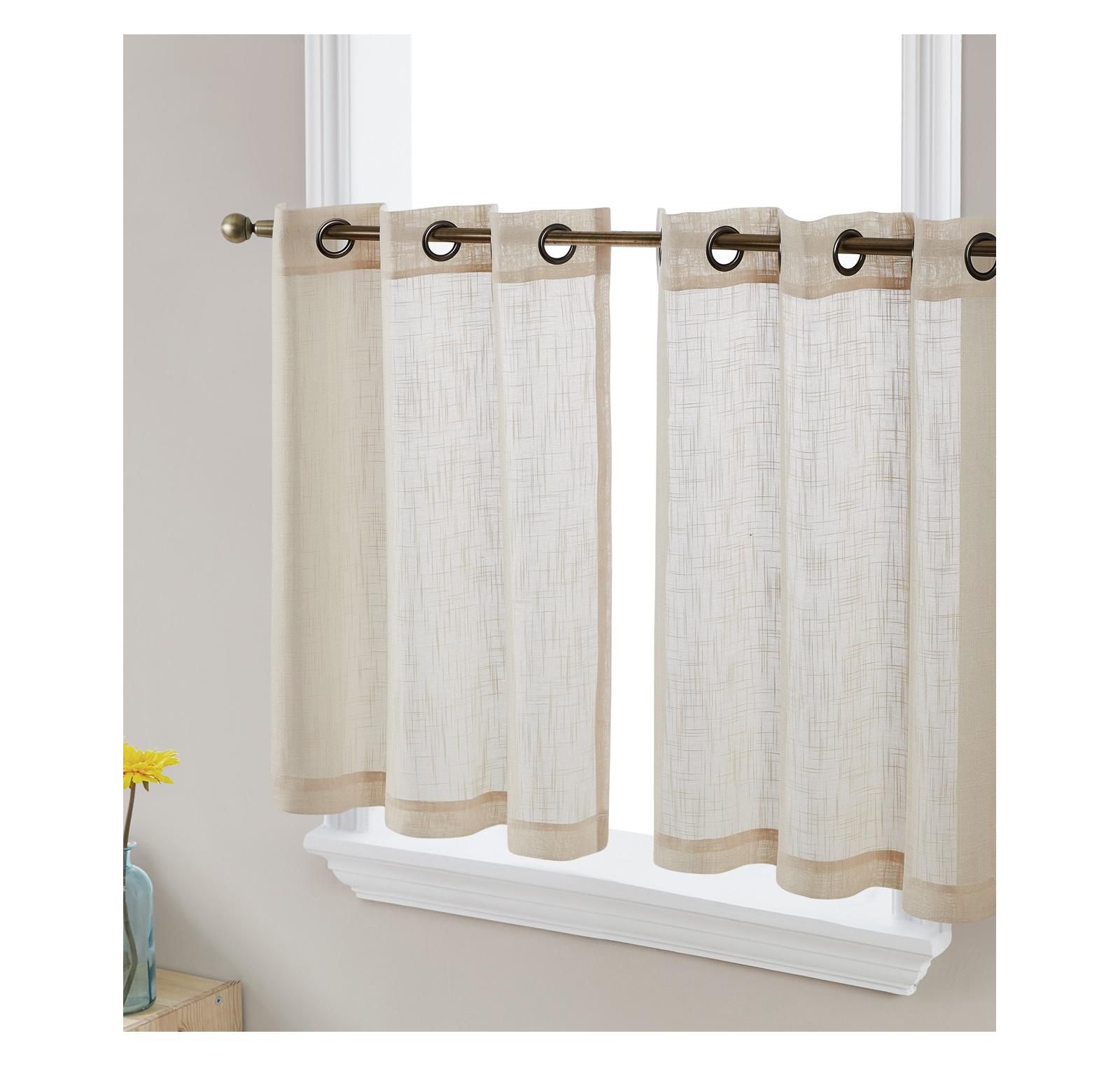 Короткие занавески HLC.ME Abbey Faux Linen Textured Semi Sheer Privacy Light Filtering Transparent Grommet Set of 2