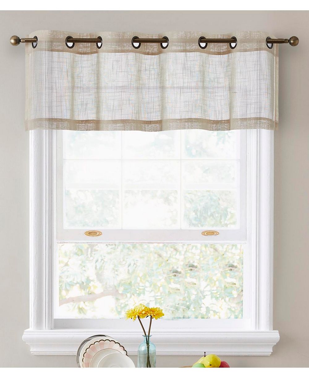 HLC.ME Abbey Faux Linen Textured Semi Sheer Privacy Light Filtering Transparent Thick Half Short Grommet Curtain Valance Topper - Single Valance