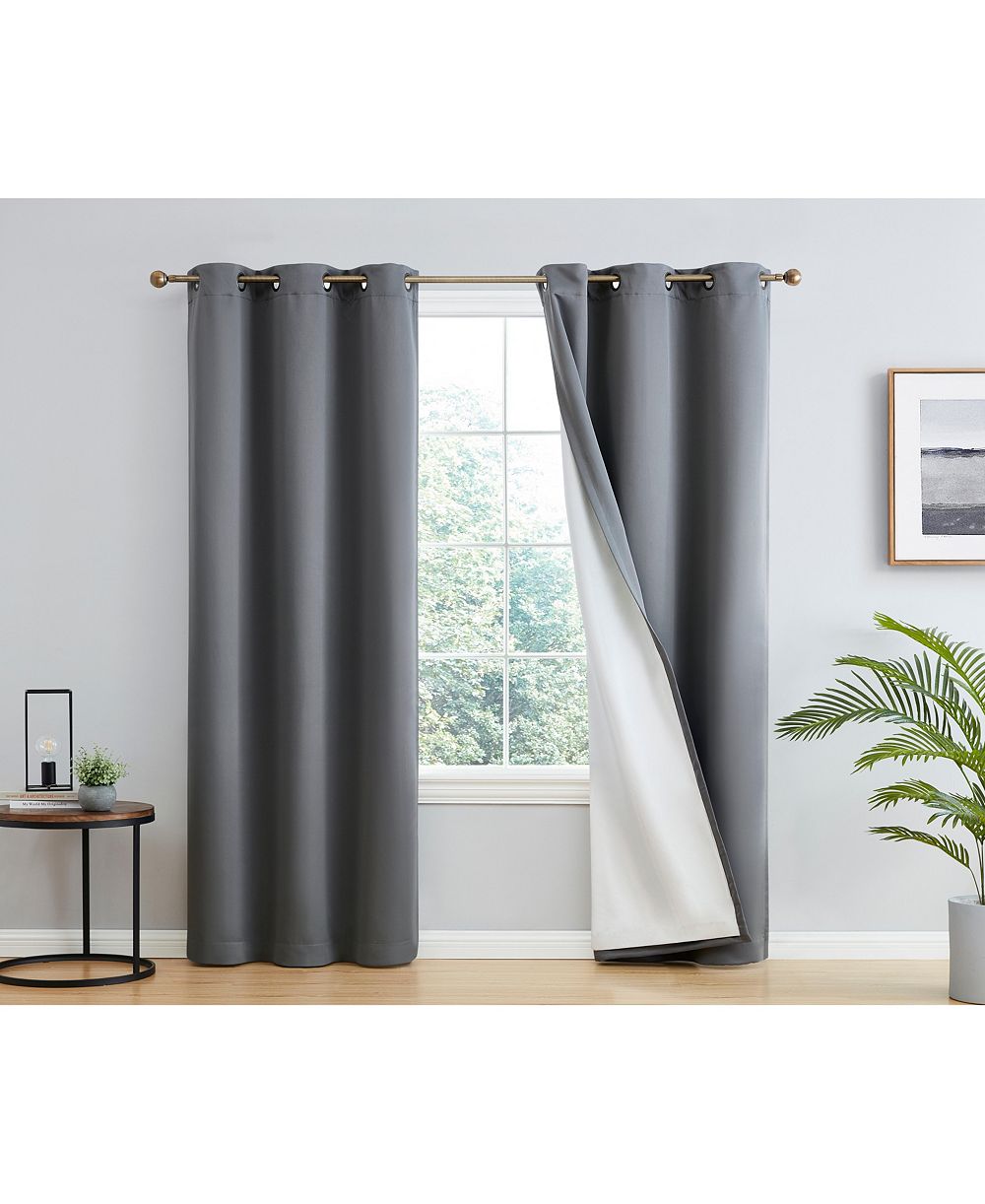 HLC.me Dakota 100% Complete   Lined Drapery with Double Layer Thermal Insulated Energy Efficient Window Curtain Grommet Panels, Set of 2