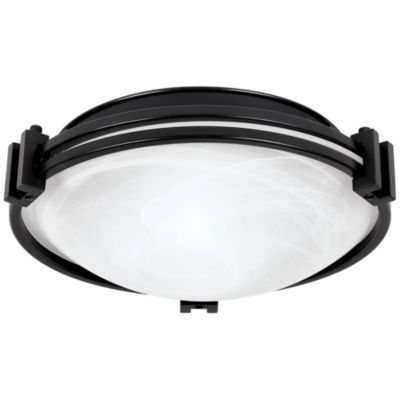 Possini Euro Design Deco Modern потолочный светильник, 12 3/4" Wide, Oil Rubbed Bronze, 2-Light Marbleized Glass