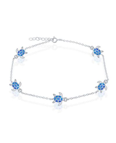 Серебряный браслет с черепахой из синтетического опала Caribbean Treasures - Blue Inlay
