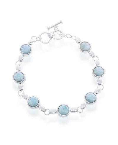Браслет с переключателем Caribbean Treasures с круглыми вставками Larimar из стерлингового серебра