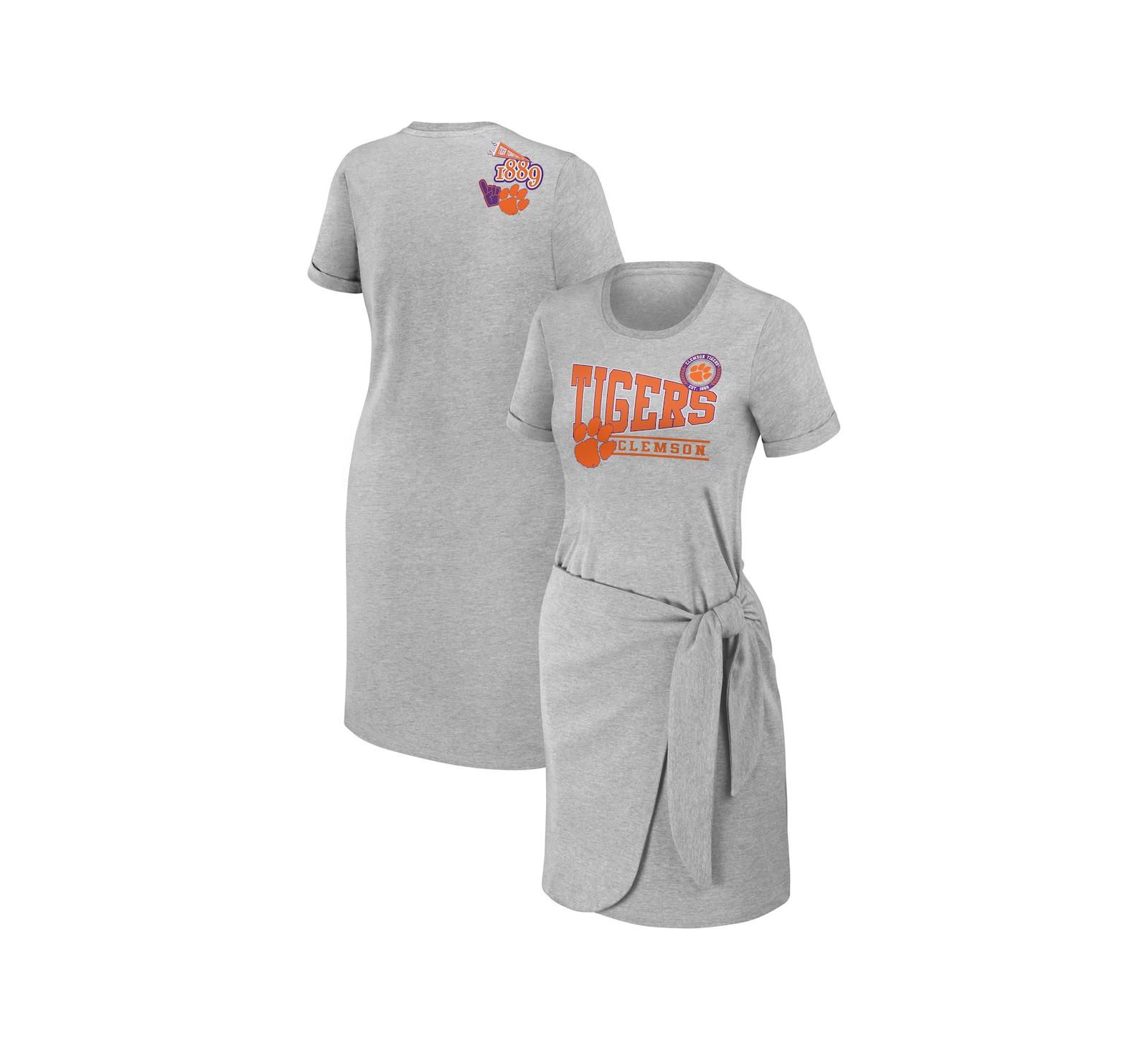 Women's WEAR by Erin Andrews Heather Gray Clemson Tigers Knotted T-shirt Dress