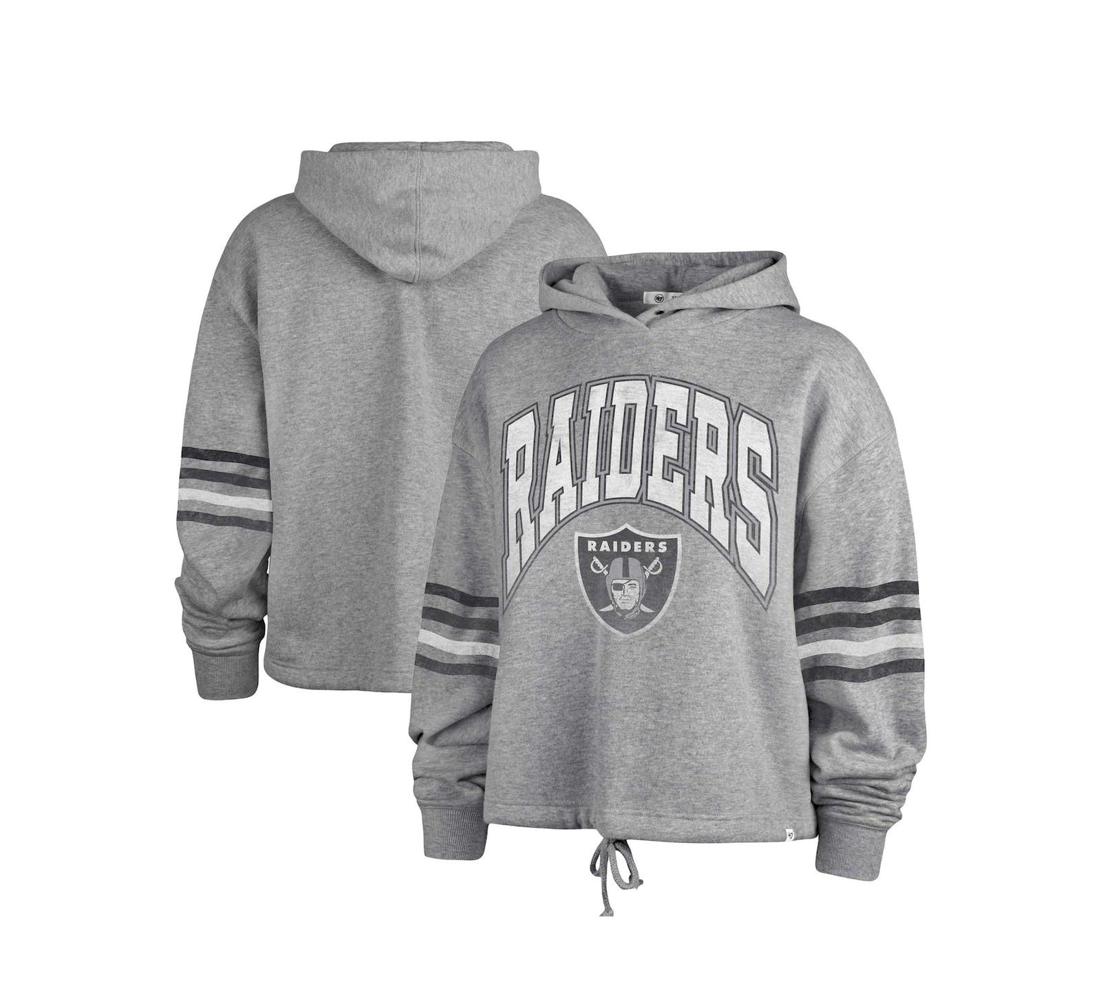 Женское худи '47 Brand Heather Gray Distressed Las Vegas Raiders Upland Bennett Pullover