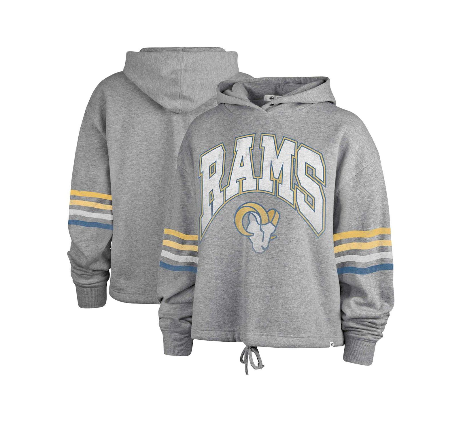 Женская толстовка '47 Brand Heather Gray Distressed Los Angeles Rams Upland Bennett Pullover Hoodie