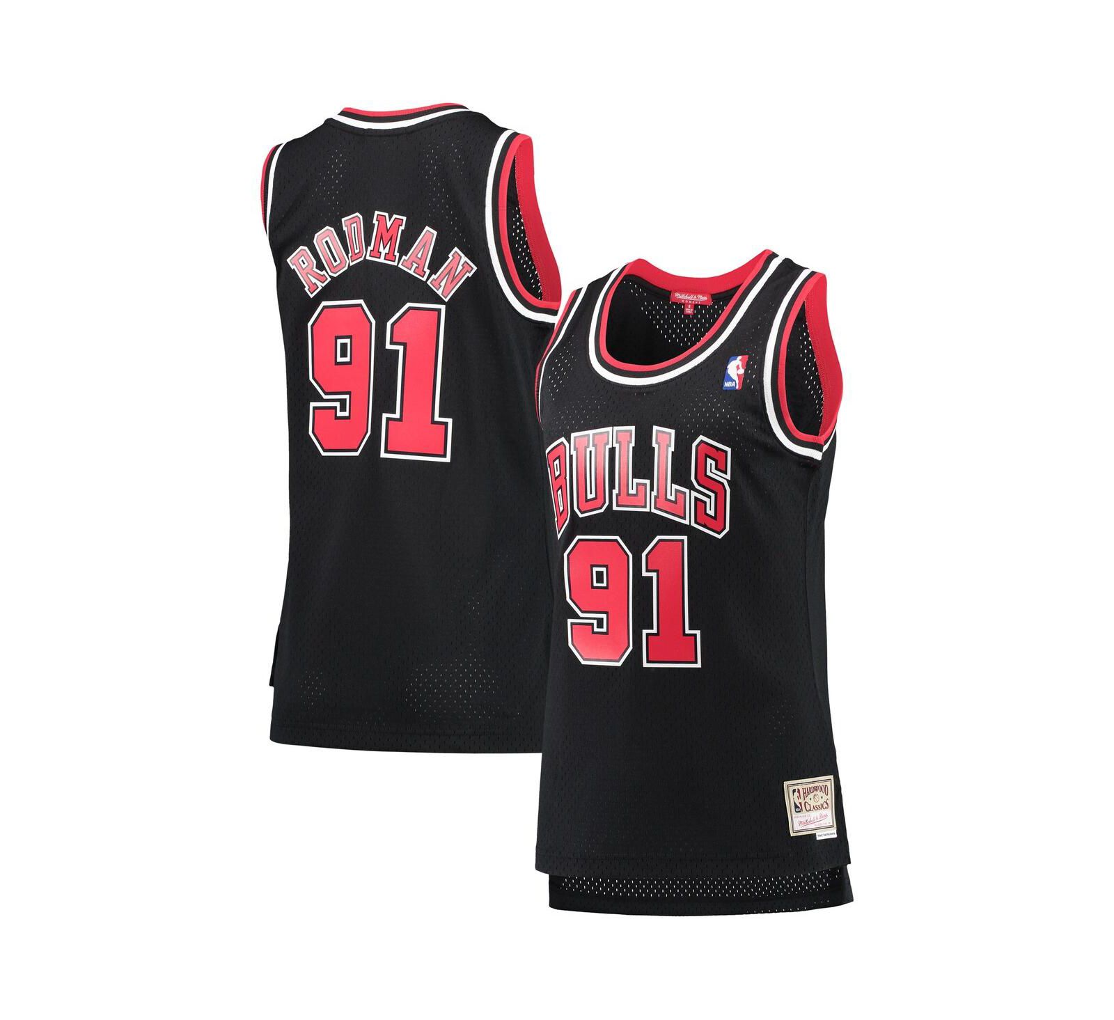 Женская джерси Mitchell & Ness Dennis Rodman Black Chicago Bulls Hardwood Classics Swingman